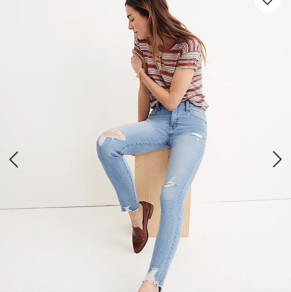 Madewell ripped jeans light blue high rise skinny 31